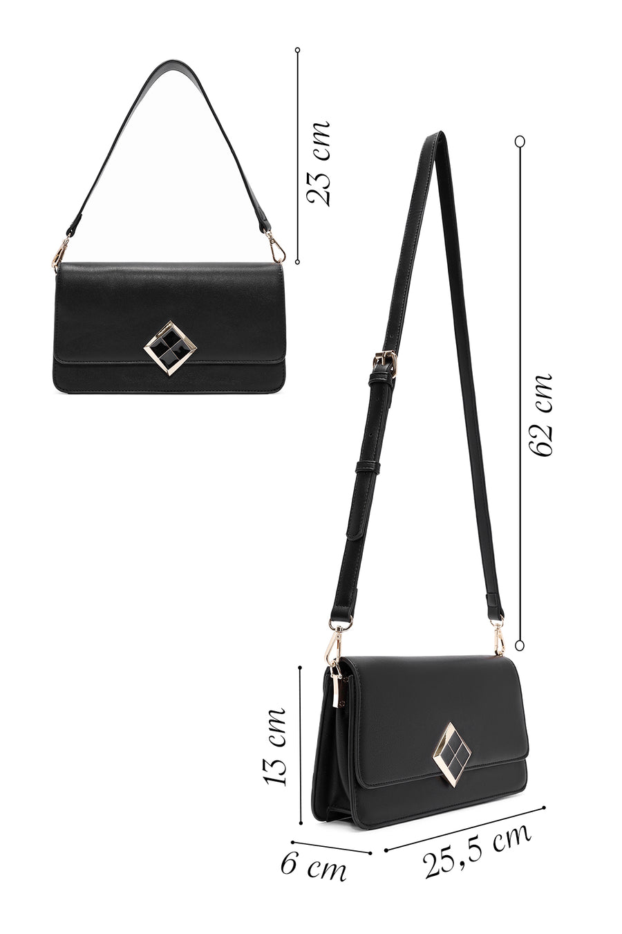 Women's Black Long Strap Shoulder Bag