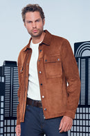 Gavi Men's Brown Suede Leather Coat | Derimod