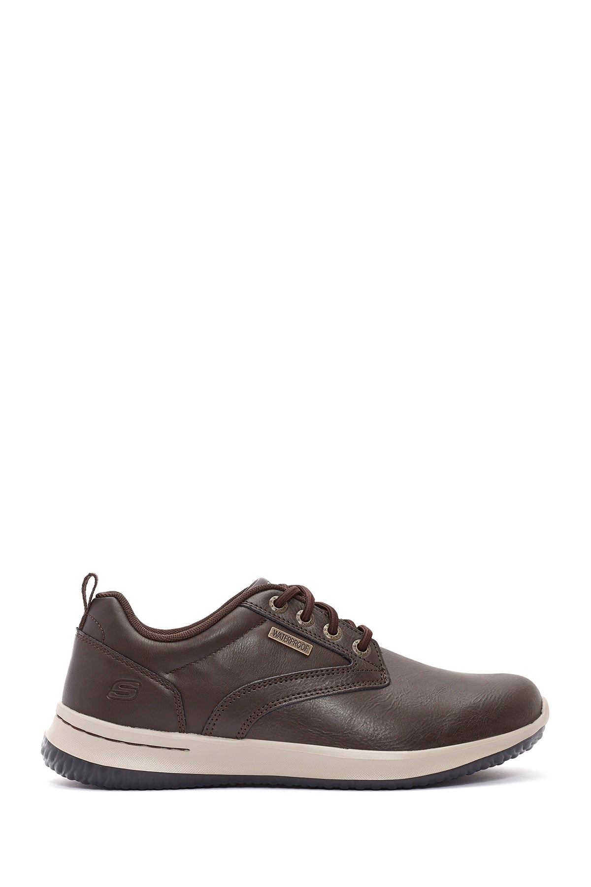 Skechers Men's Brown Delson Lace-Up Leather Sneakers 65693 CHOC | Derimod