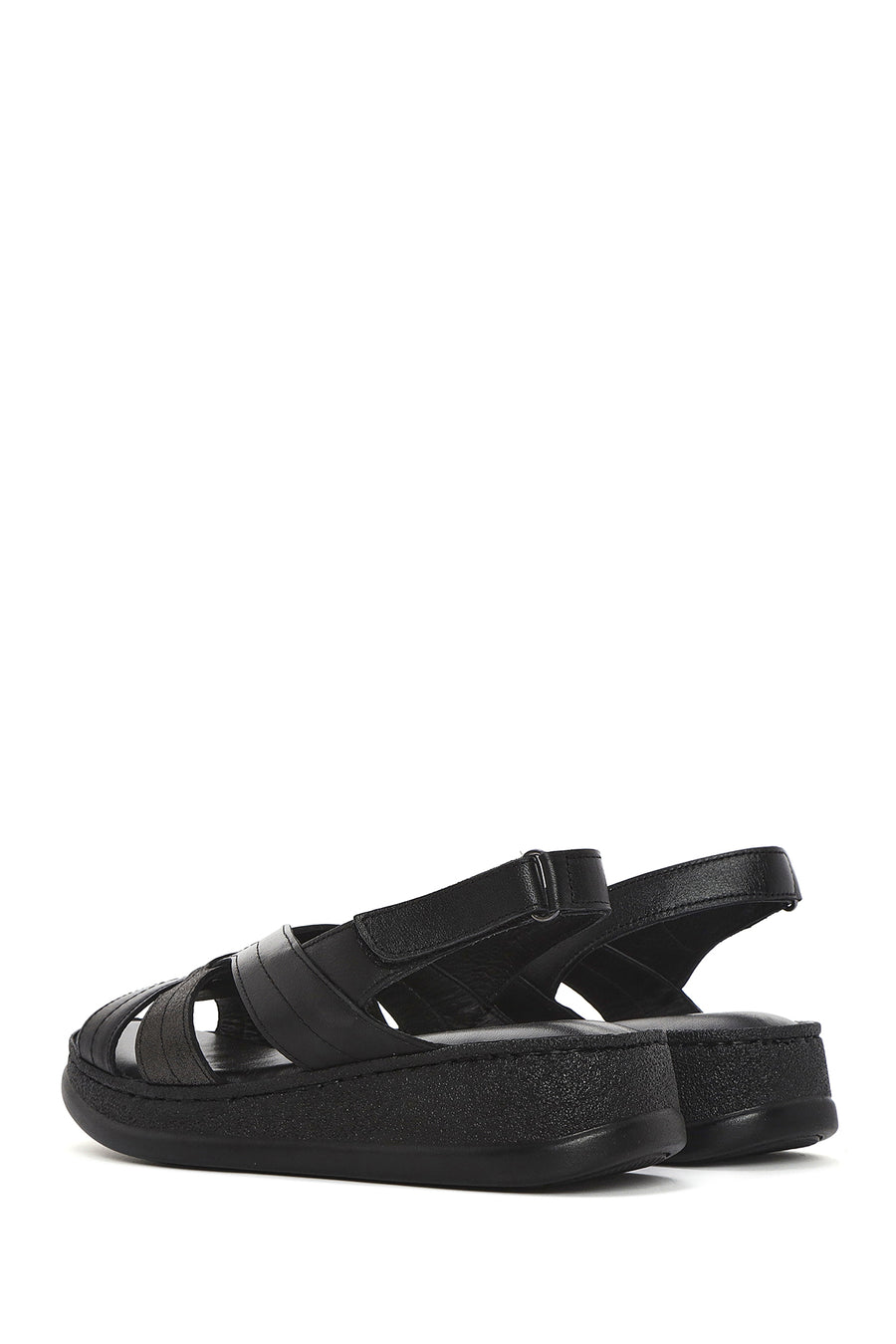 
Women's Black Thick Sole Leather Comfort Sandal

