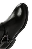 Women's Black Zippered Leather Boots | Derimod