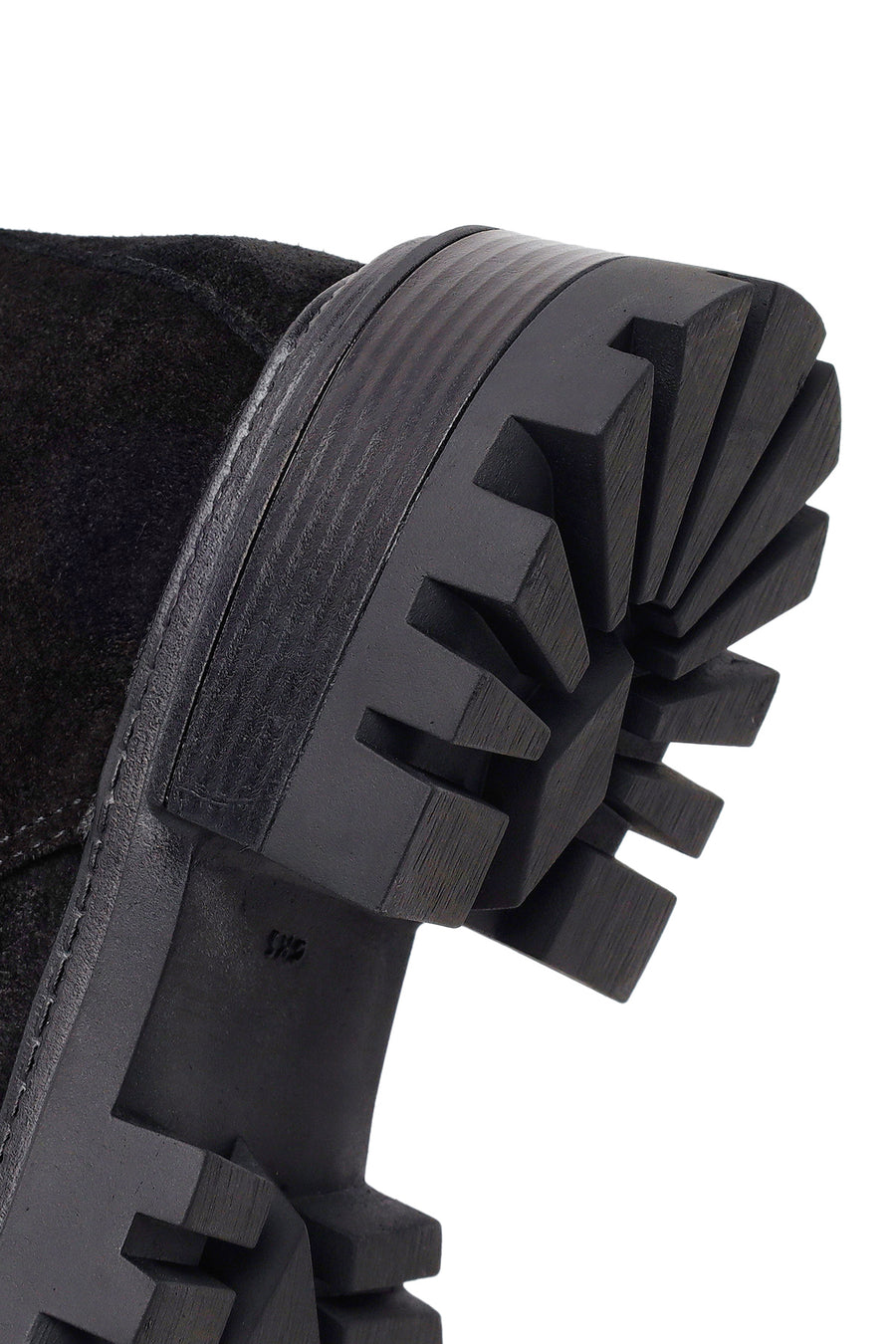 Woman Black Zip Closure Chunky-Heeled Suede Combat Boots