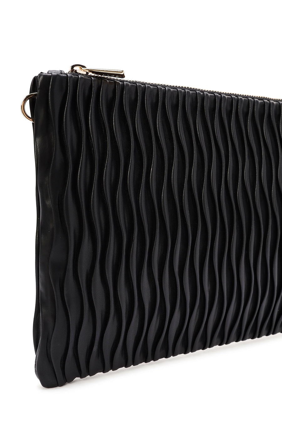 Women's Black Long Chain Strap Printed Clutch Bag