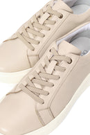 Erkek Bej Bağcıklı Kalın Tabanlı Deri Sneaker | Derimod