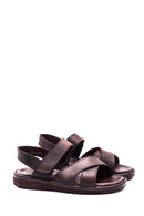 Men's Brown Nubuck Leather Sandals | Derimod