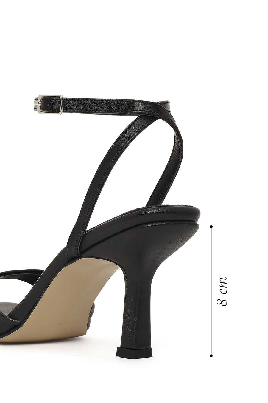 Women's Black Ankle Buckle Thin Heel Sandals
