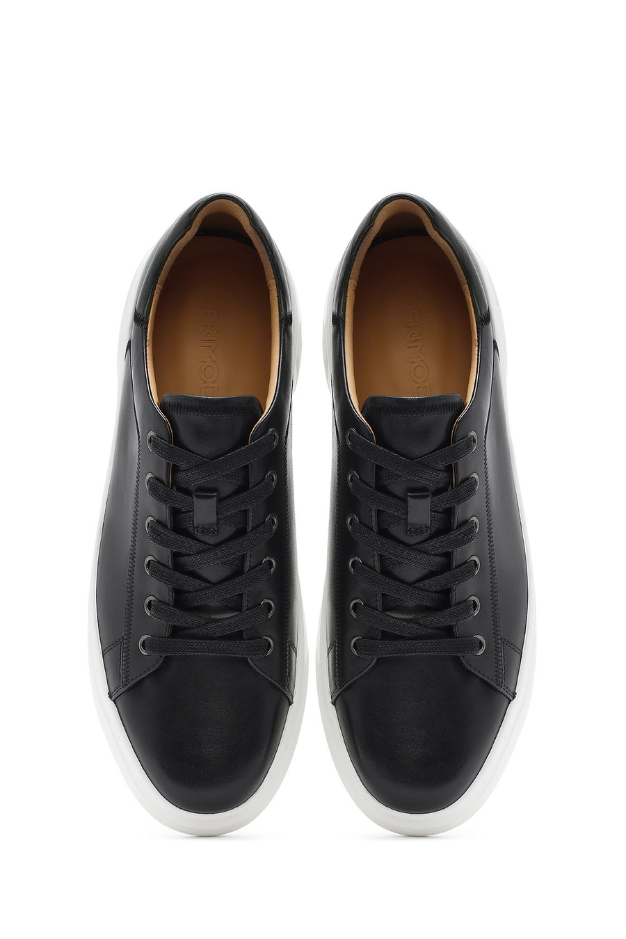 Men's Black Lace-up Leather Sneaker