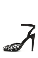 Women's Black Stone Thin Heel Sandals | Derimod