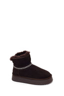 Woman Brown Thick-Soled Suede Teddy Boots | Derimod