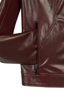 Pam Woman Burgundy Short Leather Jacket | Derimod