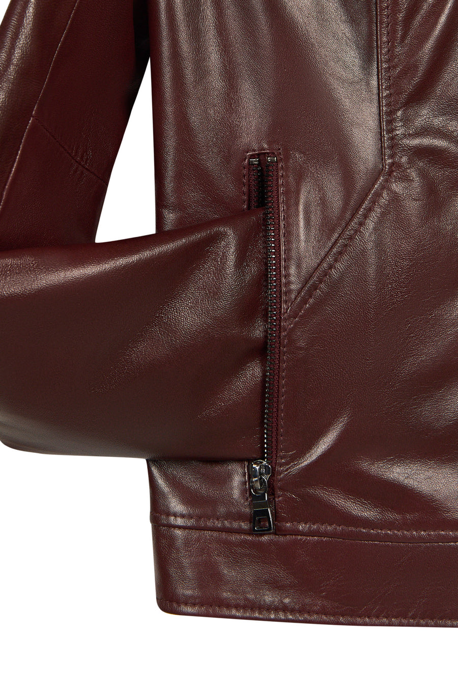 Pam Woman Burgundy Short Leather Jacket