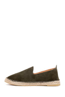 Men's Khaki Suede Leather Espadrille | Derimod