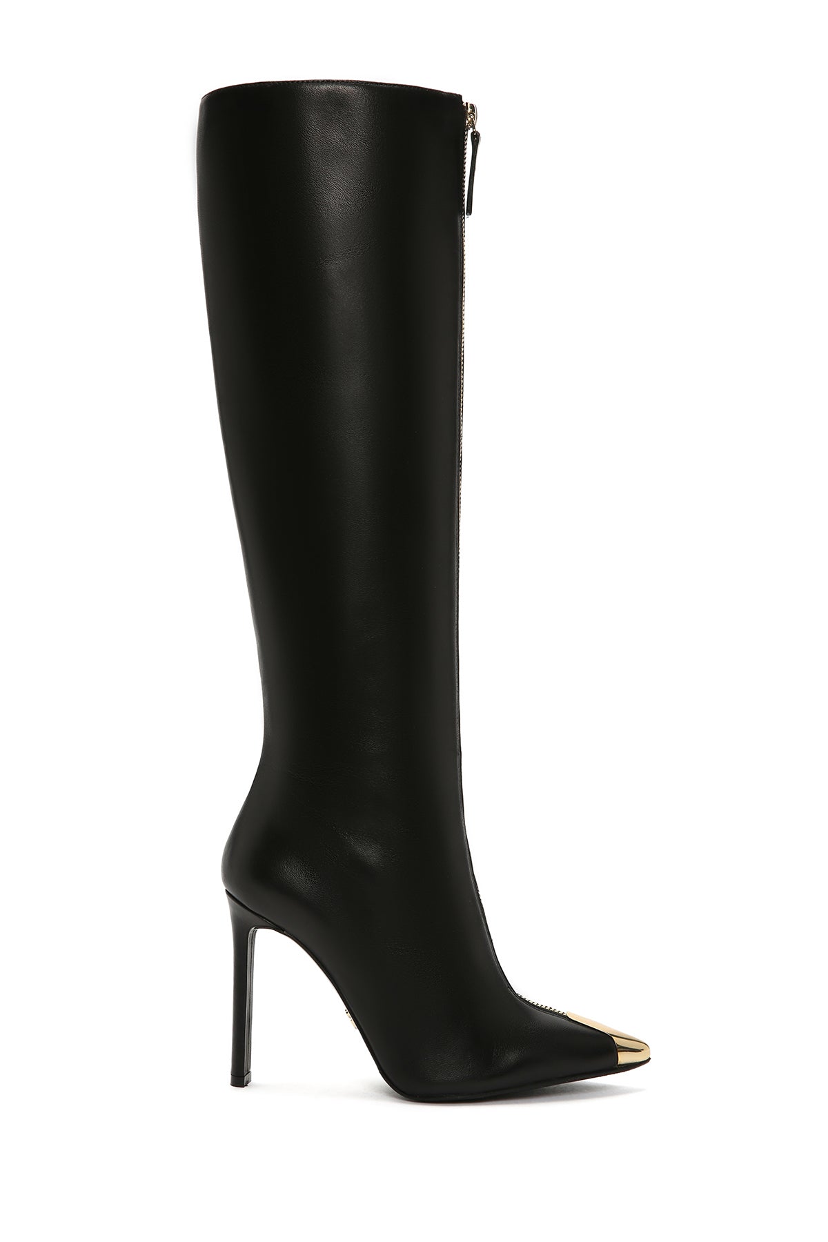 Women's Black Zippered High Thin Heeled Leather Boots 23WFD102518 | Derimod