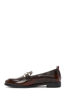 Women's Burgundy Buckle Detailed Leather Masculine Loafer | Derimod