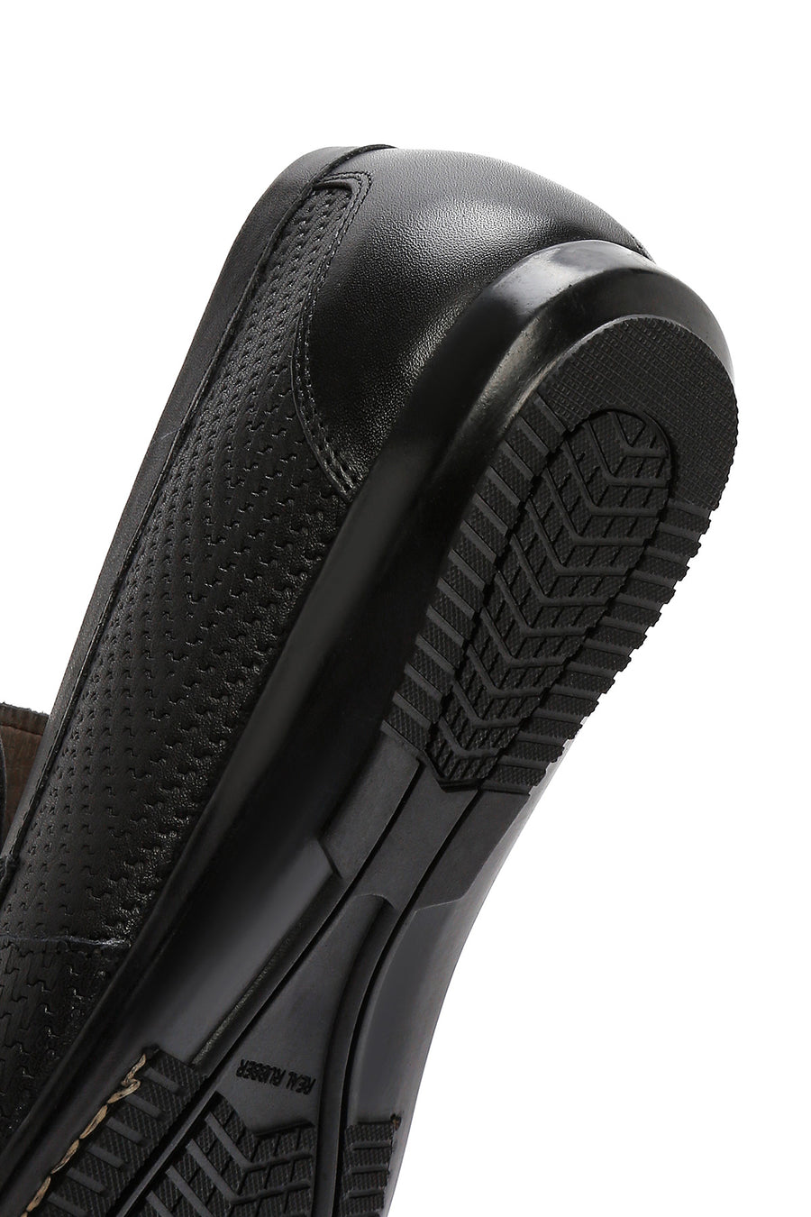 Men's Black Printed Leather Casual Loafer