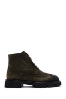 Men's Khaki Suede Leather Zippered Boots | Derimod