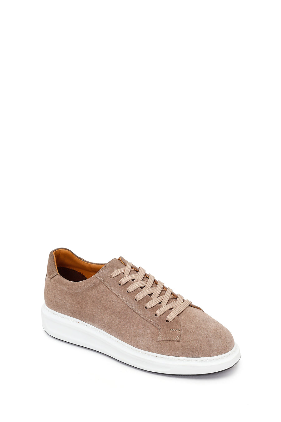 Erkek Bej Bağcıklı Süet Deri Sneaker