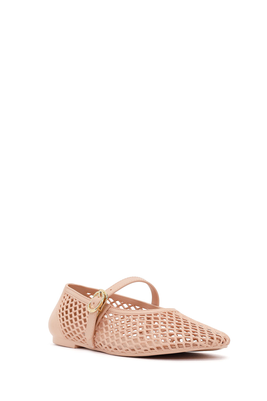 Women's Beige Buckled Jelly Ballerinas