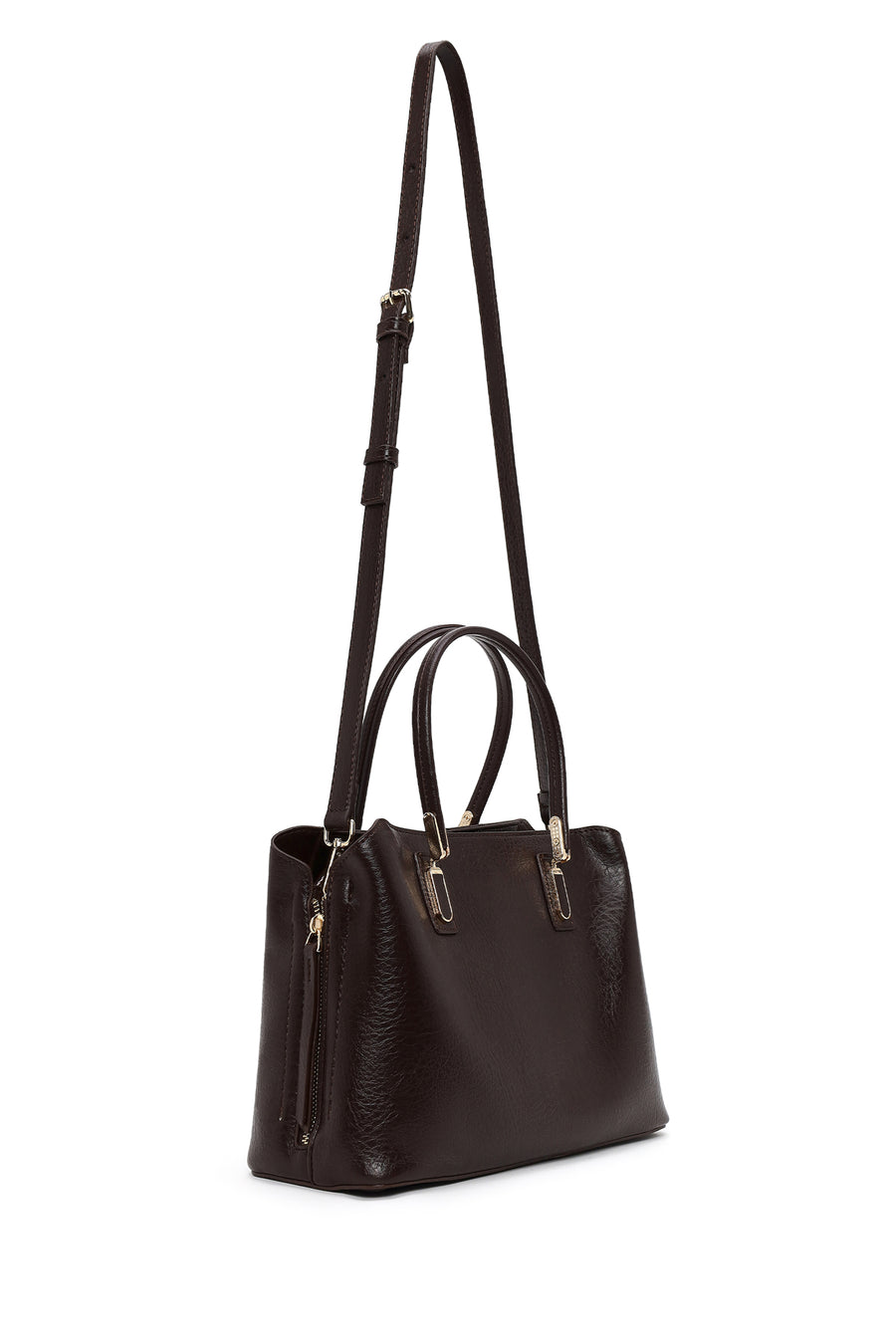 Woman Brown Classic Shoulder Bag with Long Strap