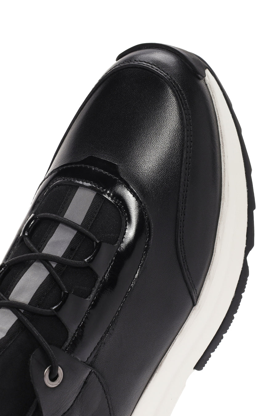 Men's Black Lace-up Leather Sneaker