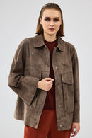 Jennifer Women's Mink Suede Leather Jacket | Derimod