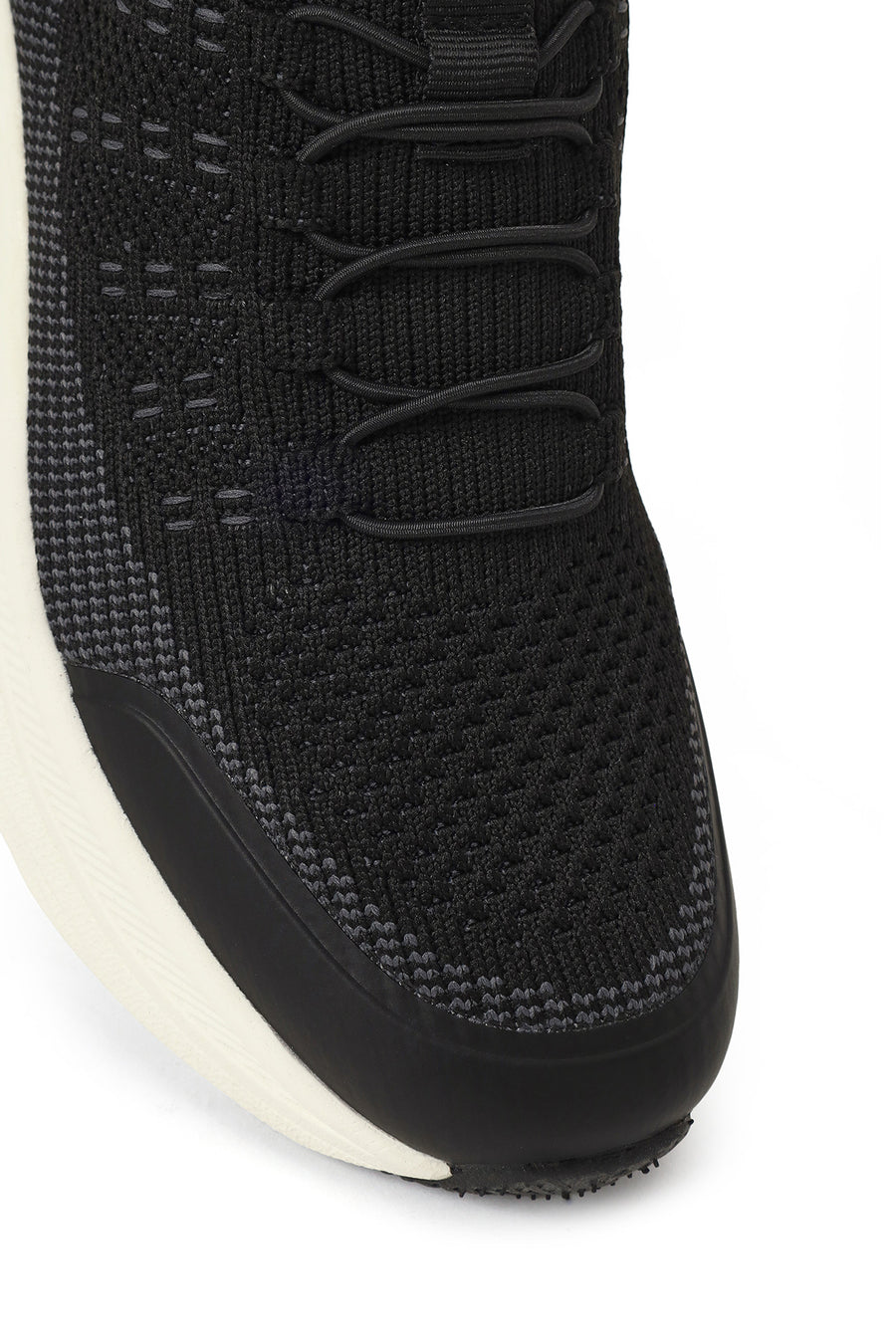 Derimod Zero Woman Black Thick-Soled Lace-Up Fabric Sneakers