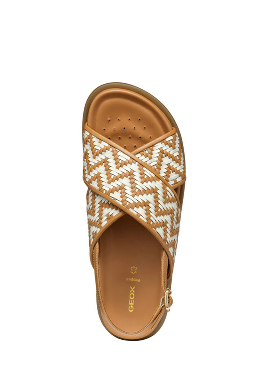 Geox Women Camel D Adelash E - Shi.Goat Lea Knitted Leather Sandals