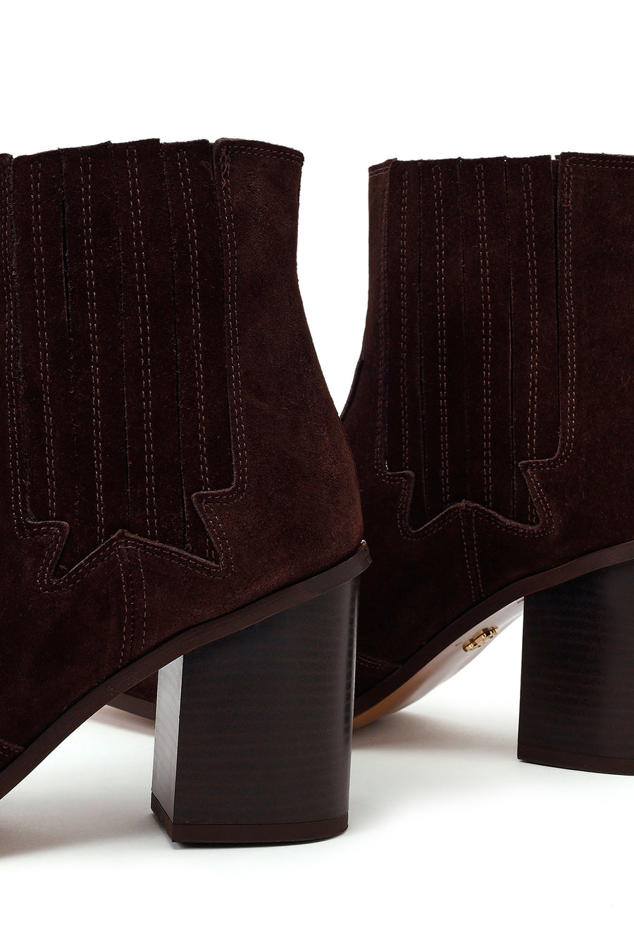 Woman Brown Chunky-Heeled Suede Cowboy Boots