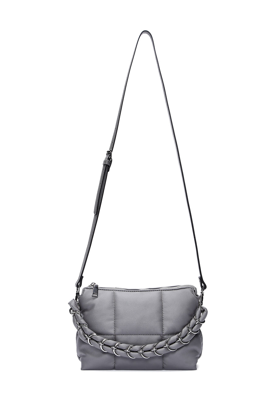 Women's Gray Quilted Crossbody Bag