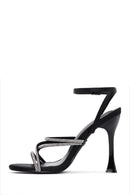 Women's Black Ankle Strap Stone Heeled Sandals | Derimod