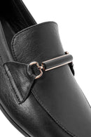 Women's Black Buckle Detailed Leather Masculine Loafer | Derimod