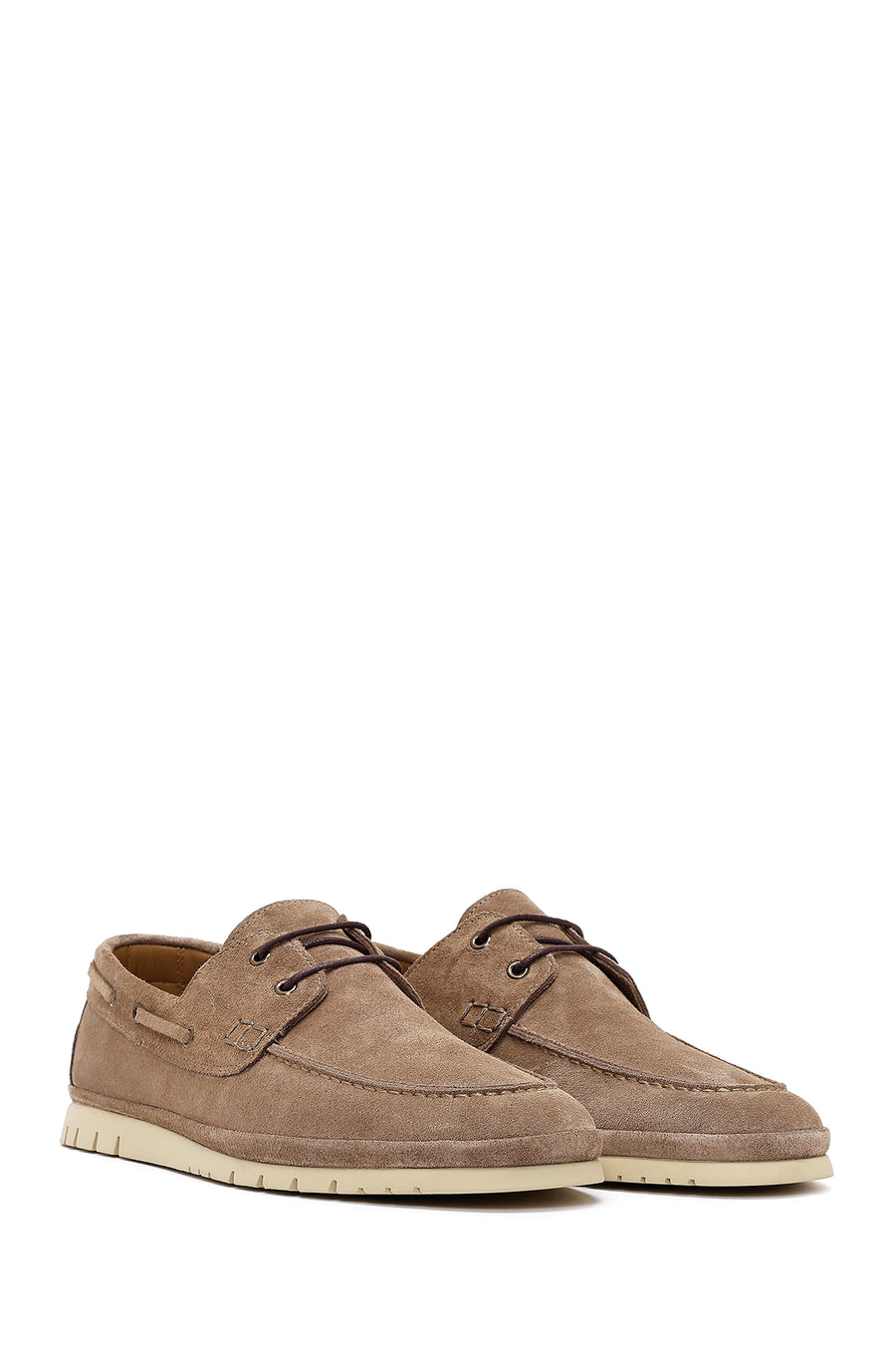 Men's Beige Lace-up Suede Leather Casual Shoes