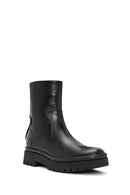 Women's Black Zippered Leather Boots | Derimod