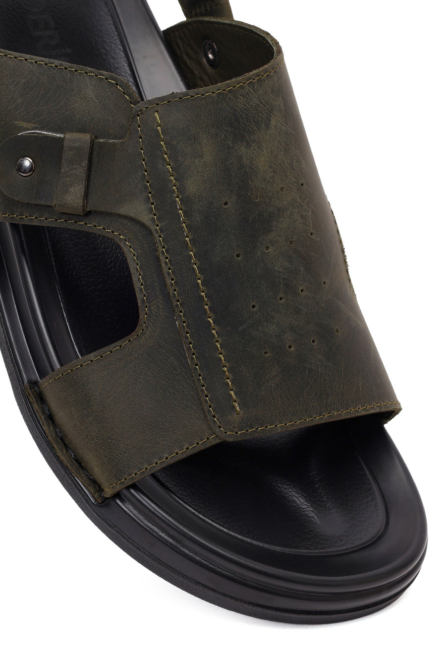 Male Khaki Nubuck Leather Sandals