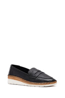 Women's Black Leather Comfort Loafer | Derimod