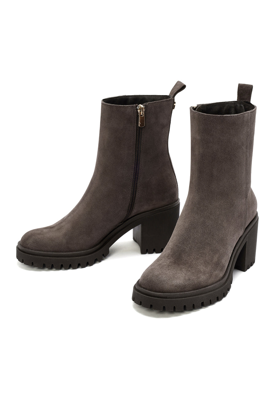 Woman Mink Suede Zippered Heels Leather Boat
