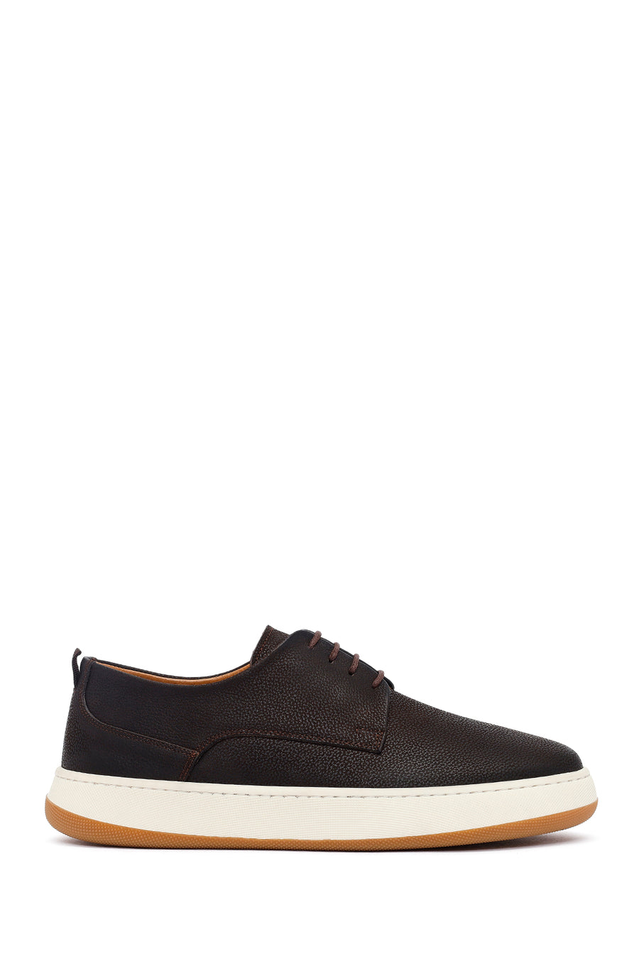 Men's Brown Lace-Up Thick-Soled Leather Casual Shoes 25WFD6752FT | Derimod