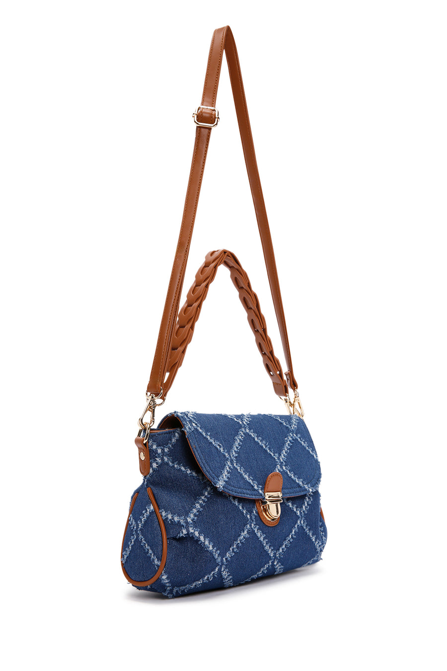 Women's Blue Long Strap Jean Fabric Shoulder Bag