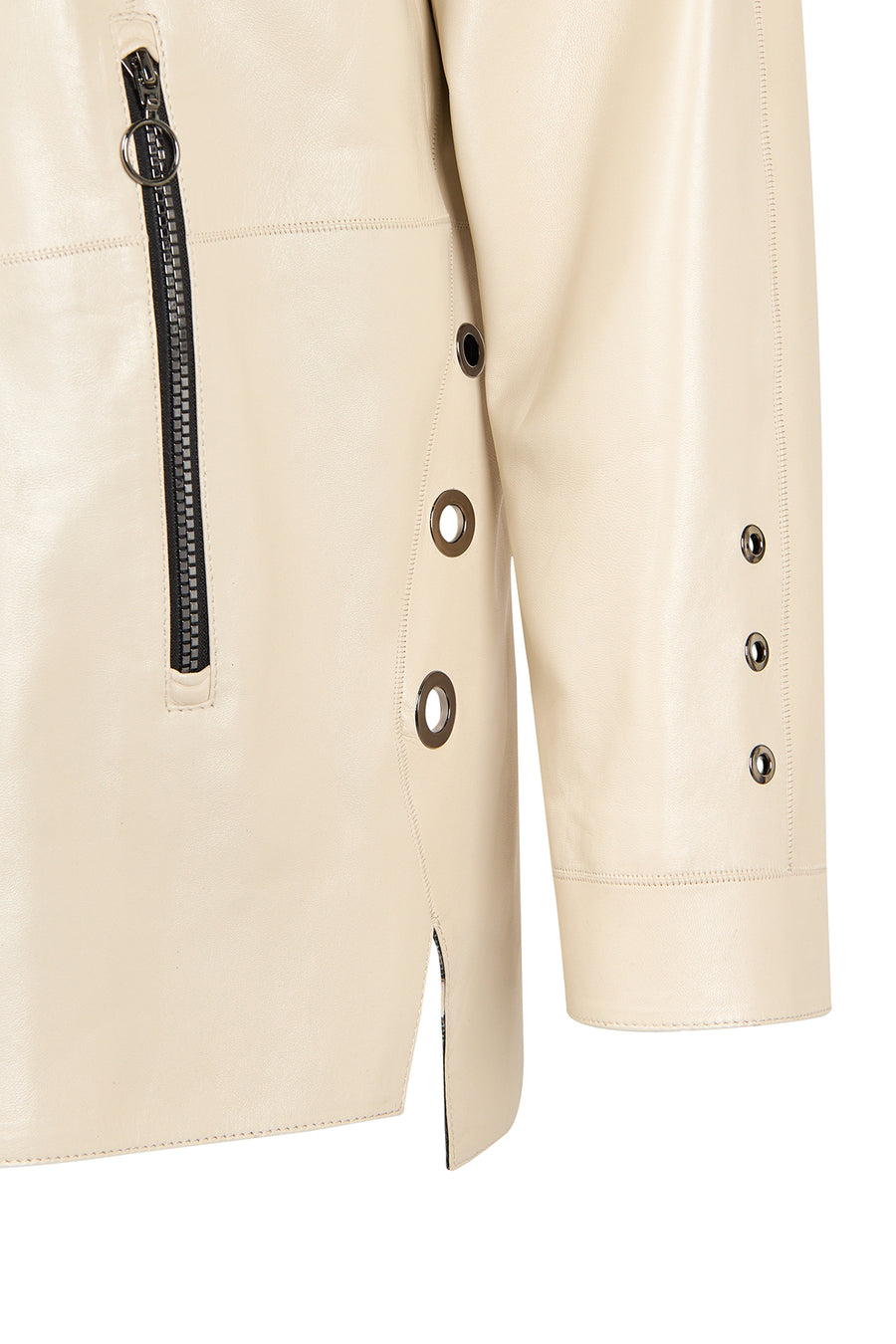Dorothy Woman Beige Wide-Fit Leather Jacket