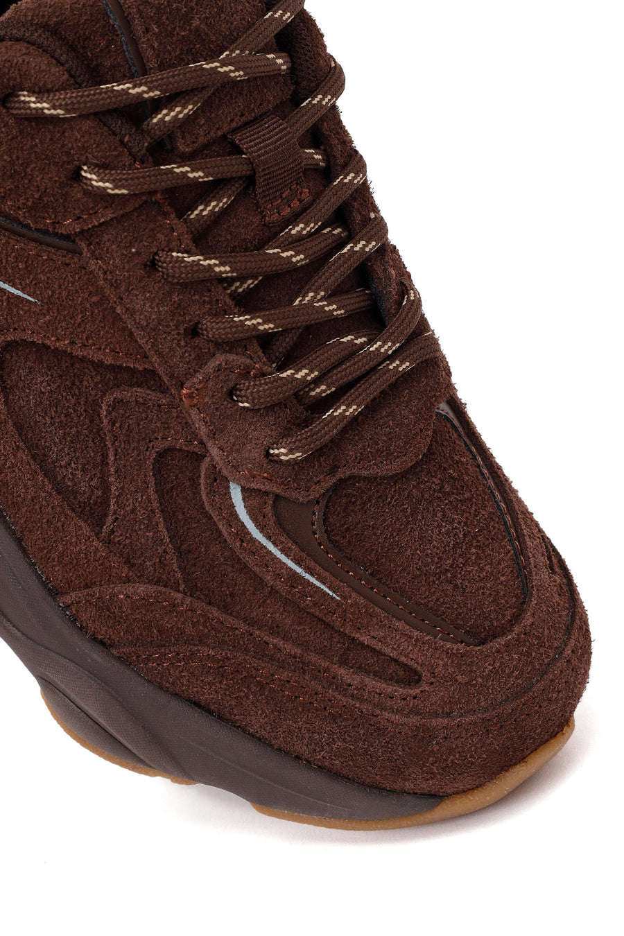 Kadın Kahverengi Bağcıklı Kalın Tabanlı Süet Deri Sneaker