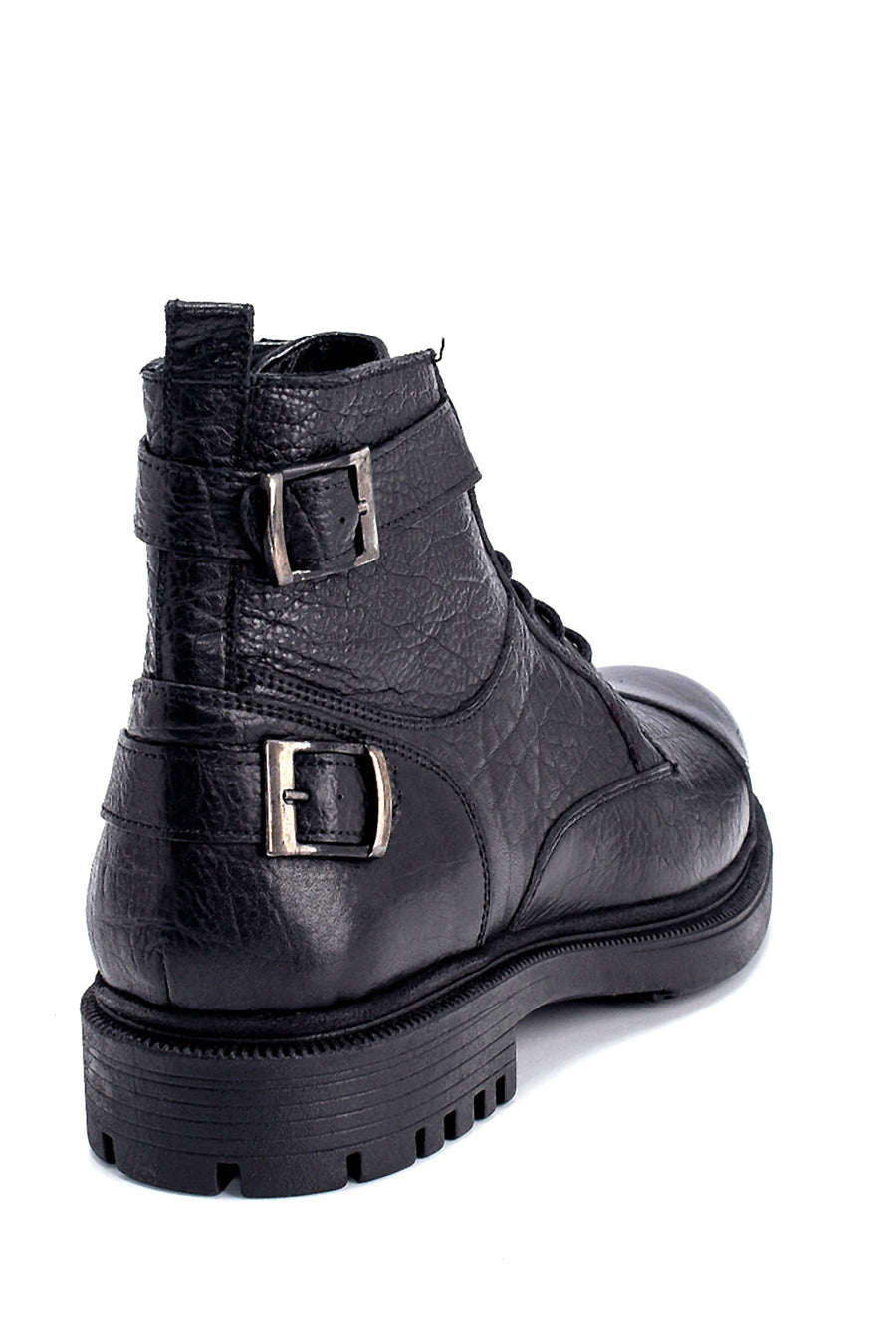 Men's Leather Buckle Detailed Boots
