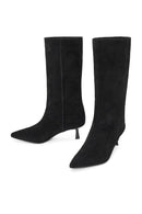 Woman Black Thin-Heeled Suede Boot | Derimod