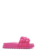 Women's Pink Knitted Thick Soled Slippers | Derimod