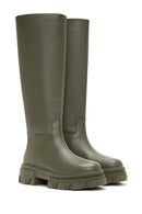 Kadın Haki Deri Kalın Tabanlı Çizme | Derimod