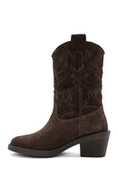 Women's Brown Suede Leather Cowboy Boots | Derimod