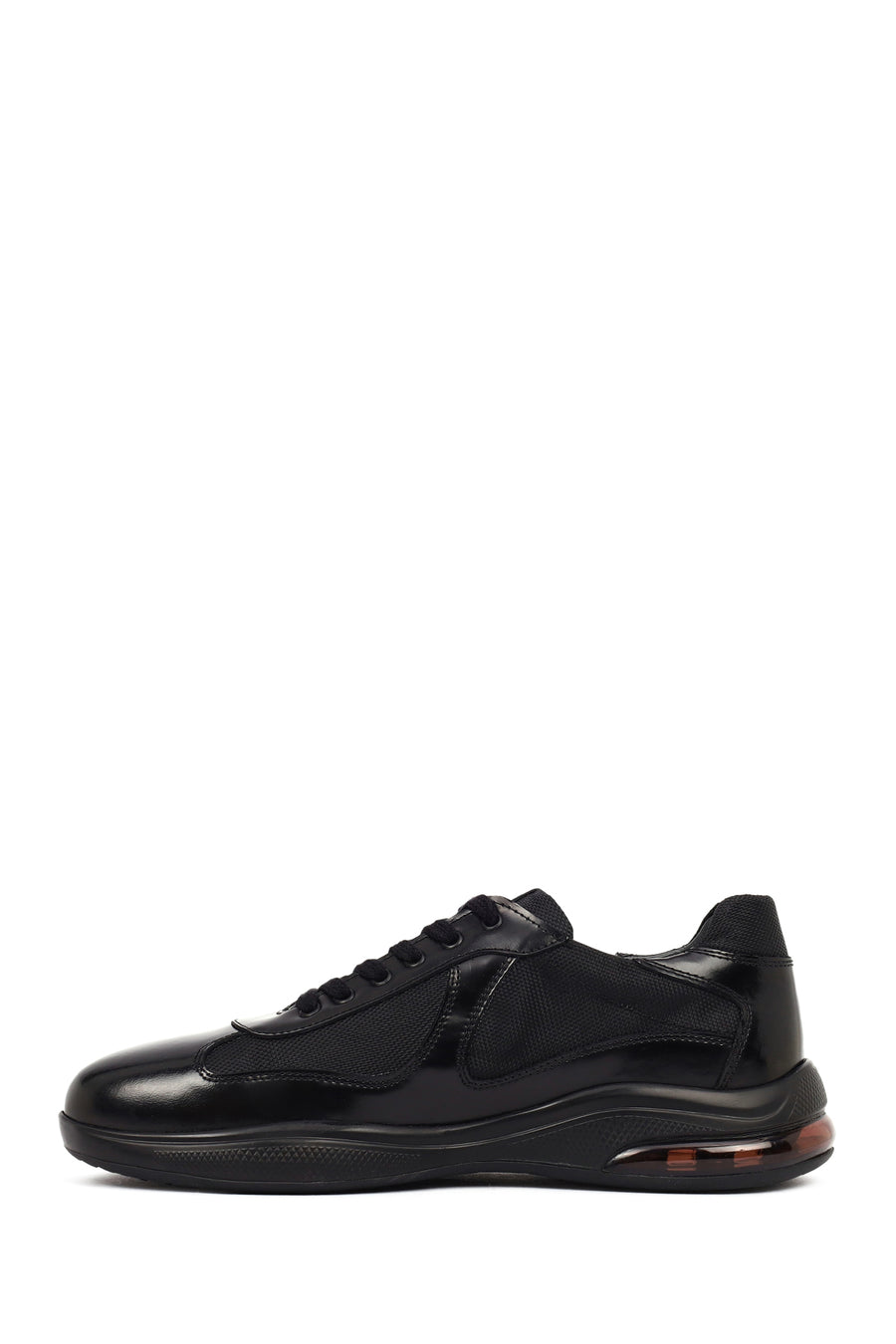 Erkek Siyah Bağcıklı Kalın Tabanlı Deri Casual Sneaker