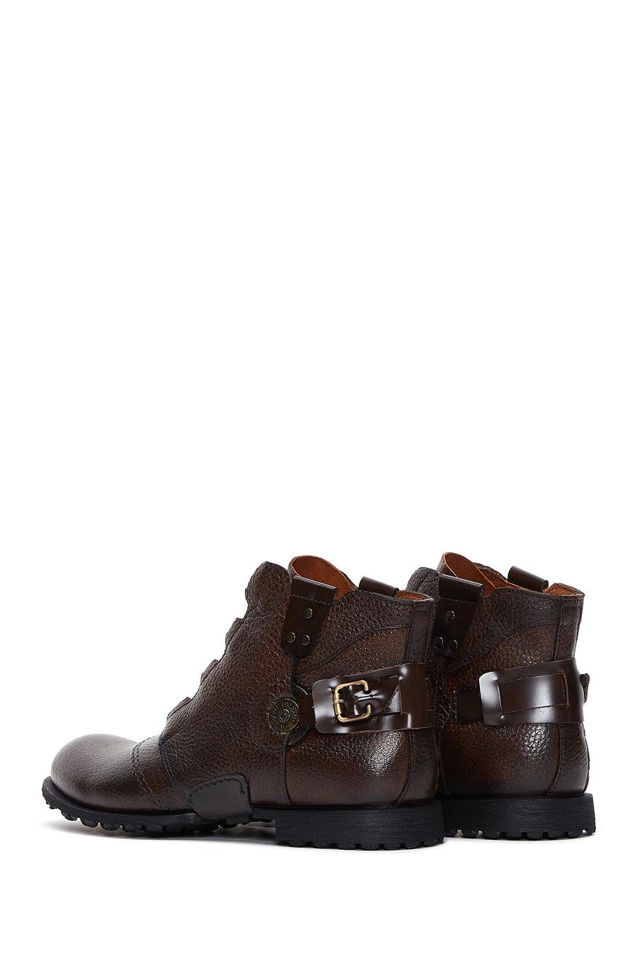 Men's Brown Leather Flat Boots