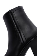 Women's Black Zippered Thick Heeled Leather Boots | Derimod