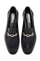 Women's Black Buckle Leather Loafer | Derimod