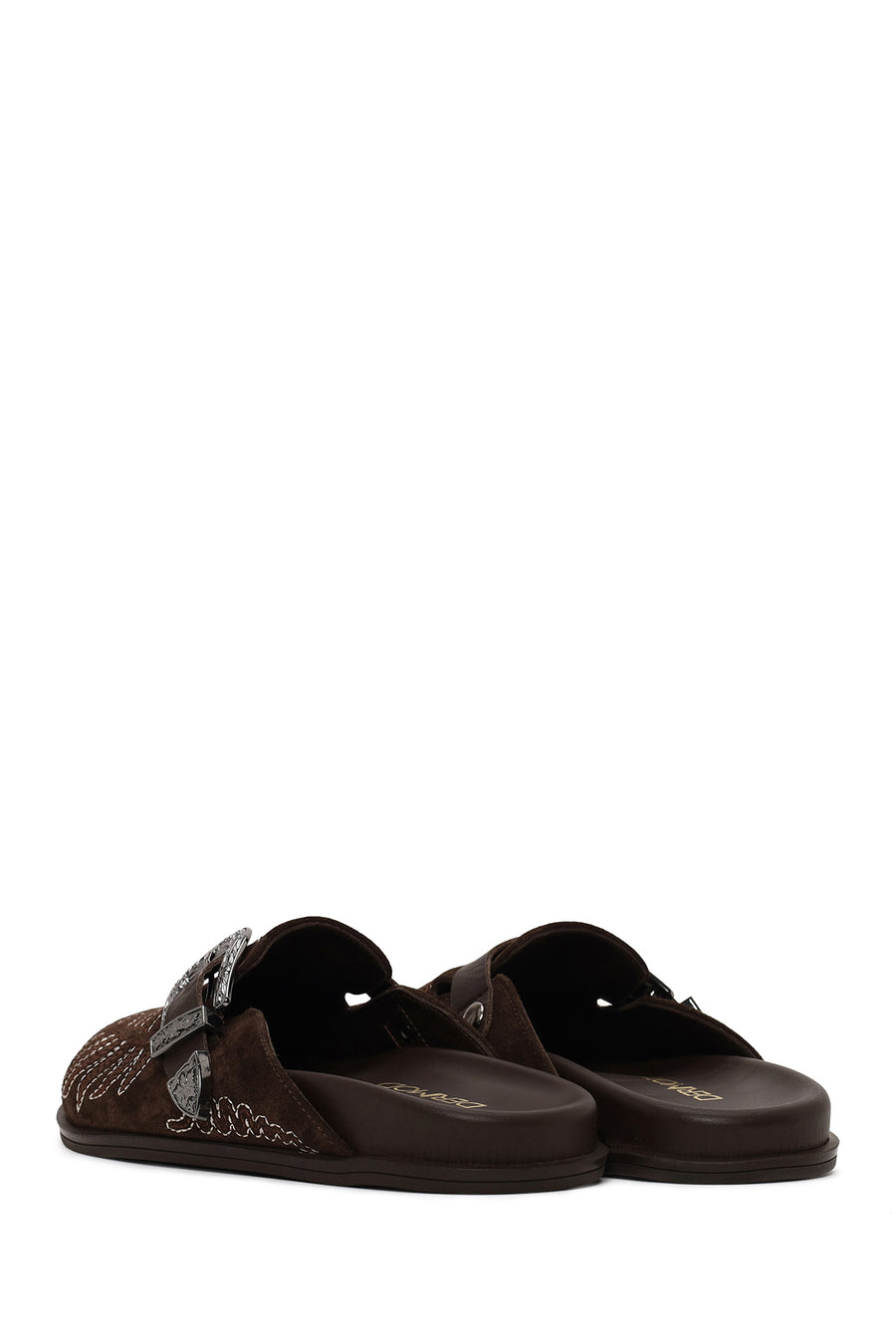 Woman Brown Open-Back Suede Slipper